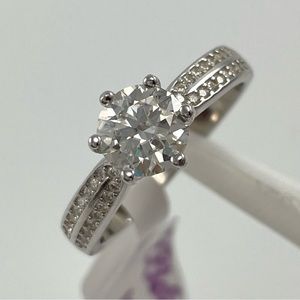 1ct Certified Moissanite Round Cut Solitaire Sterling Silver Engagement Ring 7